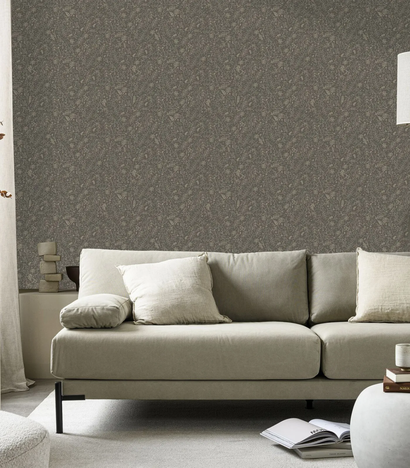 Outlet Vliesbehang | Twigs Soil Gold Wanddecoratie