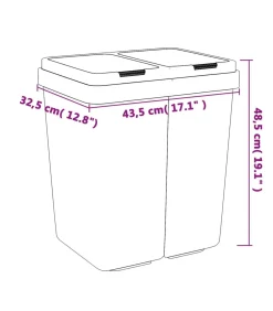 vidaXL Vuilnisbak dubbel 2x25 L wit