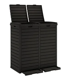 Vuilnisbak voor tuin 78x41x86 cm polypropeen zwart Manden En Bakken