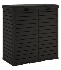 Vuilnisbak voor tuin 78x41x86 cm polypropeen zwart Manden En Bakken