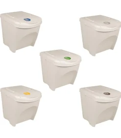 Clearance Vuilnisbakken 3 st stapelbaar 75 L polypropeen wit Manden En Bakken