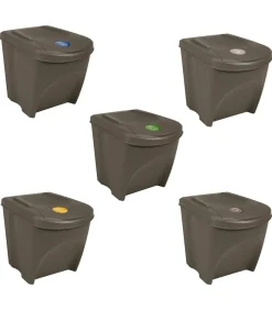 vidaXL Vuilnisbakken 3 st stapelbaar 75 L polypropeen grijs