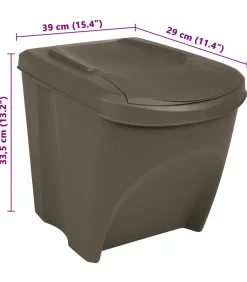 vidaXL Vuilnisbakken 3 st stapelbaar 75 L polypropeen grijs