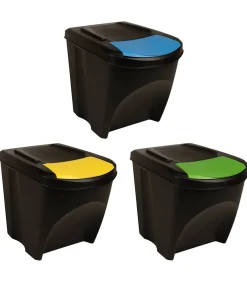 vidaXL Vuilnisbakken 3 st stapelbaar 75 L antracietkleurig