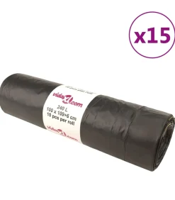 vidaXL Vuilniszakken met trekkoorden 150 st 240 l zwart