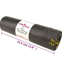 vidaXL Vuilniszakken met trekkoorden 150 st 240 l zwart