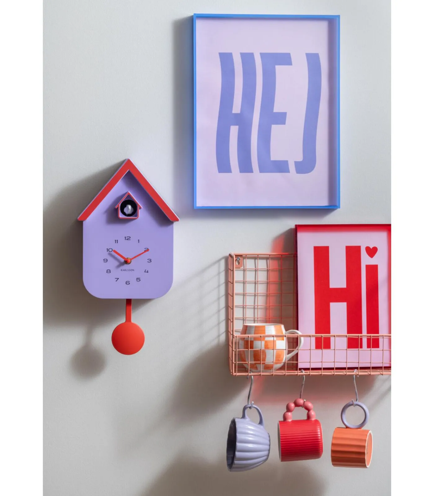 Discount Wanddecoratie Hej Large - Paars - 3x31x41cm Wanddecoratie