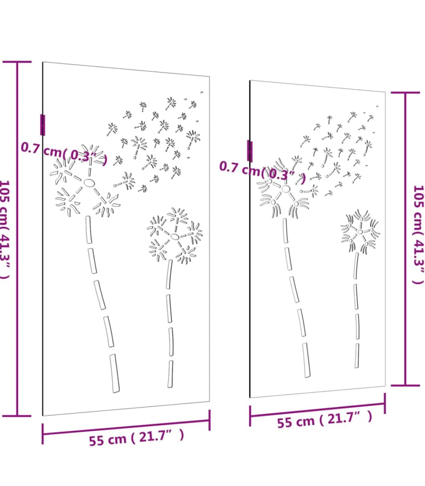 vidaXL Wanddecoratie tuin 2 st bloemenontwerp 105x55 cm cortenstaal