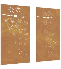 New Wanddecoratie tuin 2 st bloemenontwerp 105x55 cm cortenstaal Decoratie