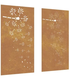 New Wanddecoratie tuin 2 st bloemenontwerp 105x55 cm cortenstaal Decoratie