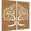 vidaXL Wanddecoratie tuin 2 st boomontwerp 105x55 cm cortenstaal