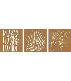 vidaXL Wanddecoratie tuin 3 st grasontwerp 55x55 cm cortenstaal