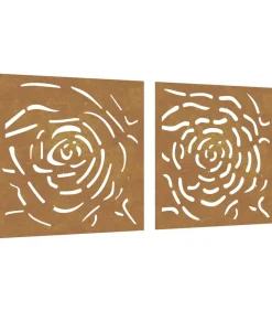 Discount Wanddecoratie tuin 2 st rozenontwerp 55x55 cm cortenstaal Decoratie