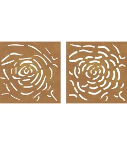 Discount Wanddecoratie tuin 2 st rozenontwerp 55x55 cm cortenstaal Decoratie