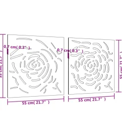 Discount Wanddecoratie tuin 2 st rozenontwerp 55x55 cm cortenstaal Decoratie
