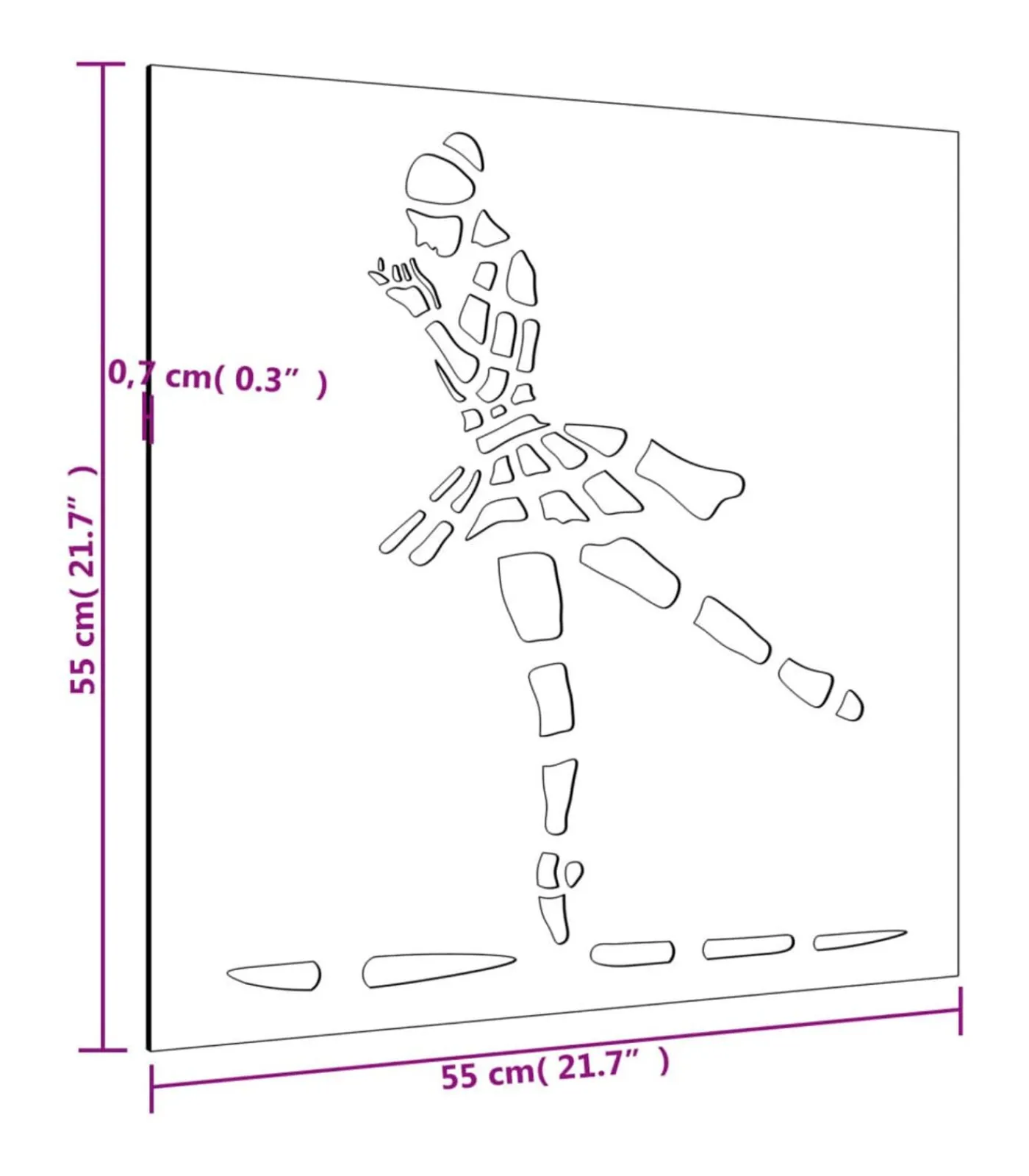 vidaXL Wanddecoratie tuin balletdanserontwerp 55x55 cm cortenstaal