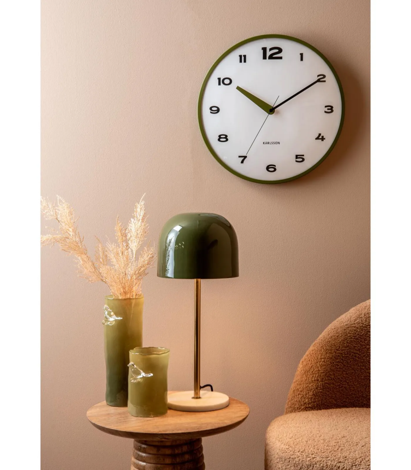 Karlsson Wandklok Brisk Dome - Legergroen - Ø40cm