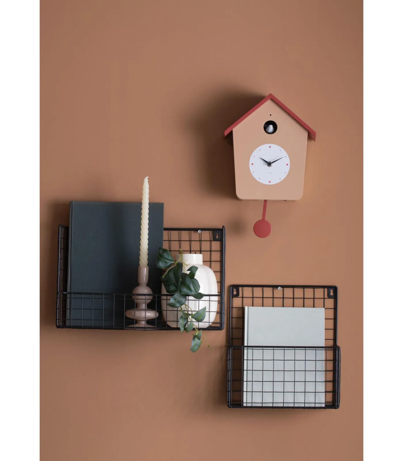 Sale Wandklok Cuckoo Light - Zachtbruin - 23x10.5x26.4cm Klokken