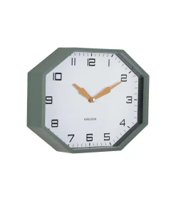 Outlet Wandklok Modern Factory Octagon - Groen - 32x32x26cm Klokken