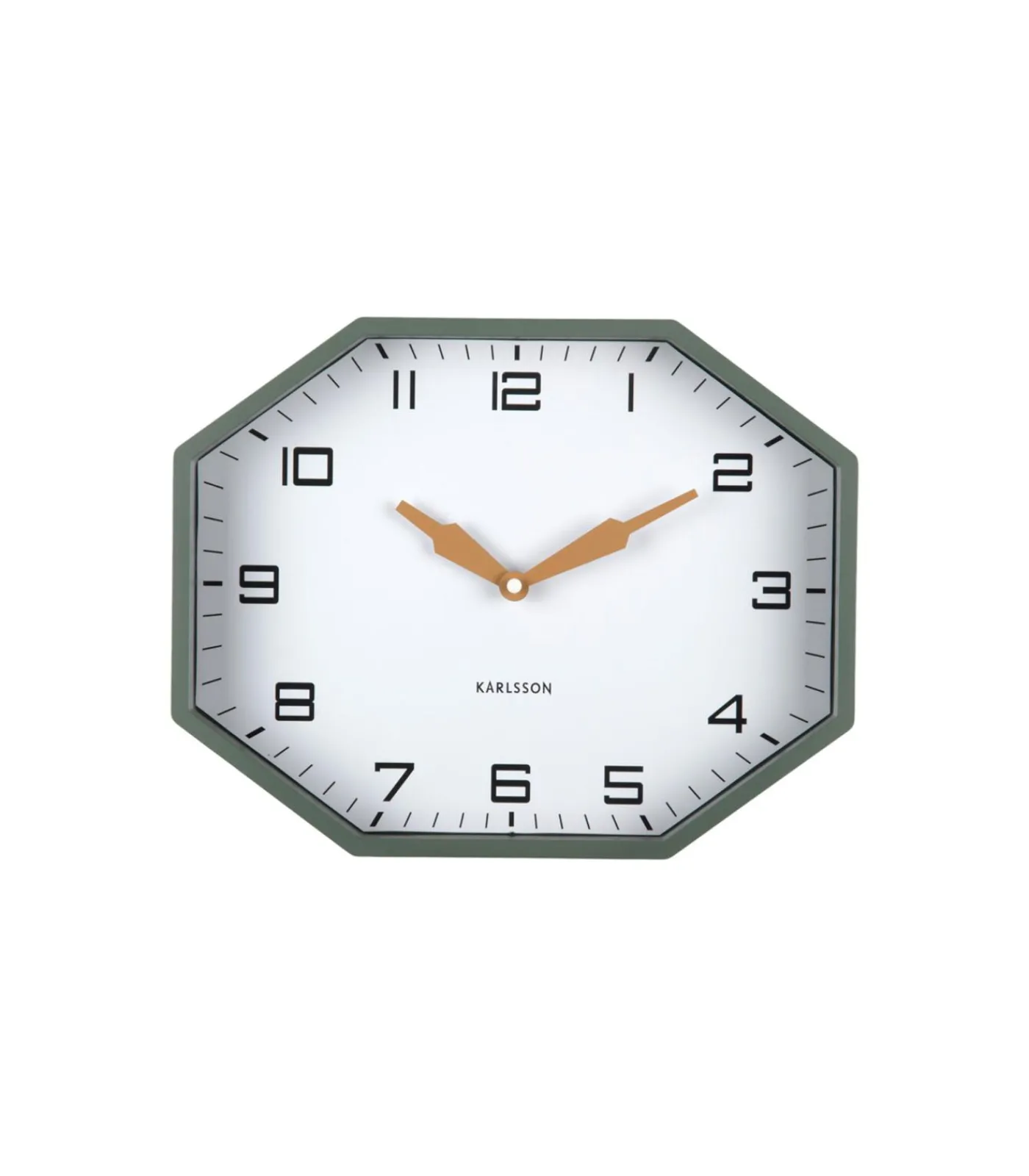 Outlet Wandklok Modern Factory Octagon - Groen - 32x32x26cm Klokken