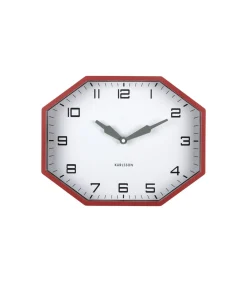 Best Wandklok Modern Factory Octagon - Rood - 32x32x26cm Klokken