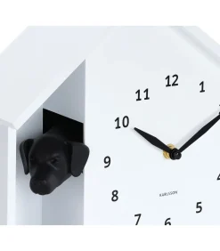 Clearance Wandklok Peeking Doggy - Wit - 24.9x24.9x27cm Klokken