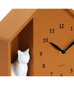 Discount Wandklok Siting Cat - Geel - 24.9x24.9x27cm Klokken