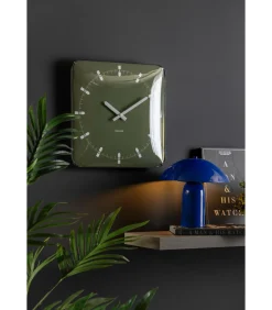 Best Wandklok Sucinto Dome Square - Groen - 35x35x35cm Klokken