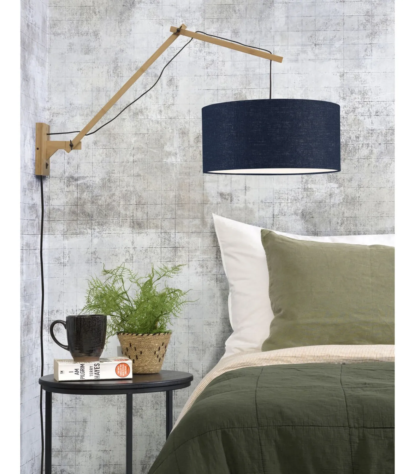 New Wandlamp Andes - Bamboe/Blauw - 95x47x55cm Muurverlichting