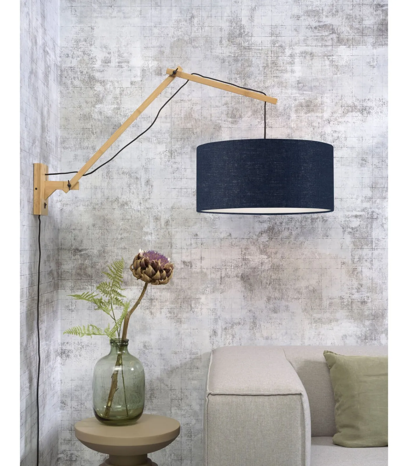 New Wandlamp Andes - Bamboe/Blauw - 95x47x55cm Muurverlichting