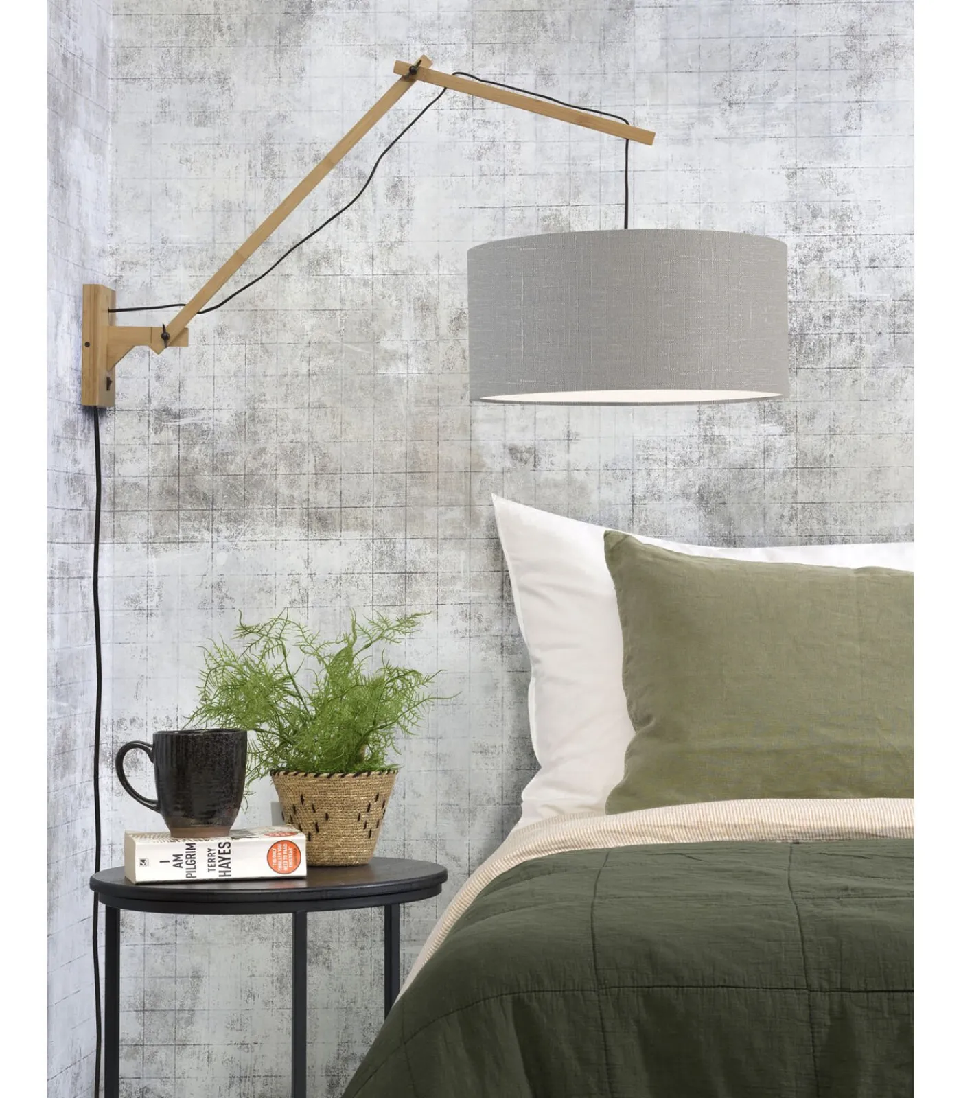 Best Wandlamp Andes - Bamboe/Lichtgrijs - 95x47x55cm Muurverlichting