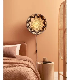 Clearance Wandlamp Andros - Naturel/Zwart - Ø45cm Muurverlichting