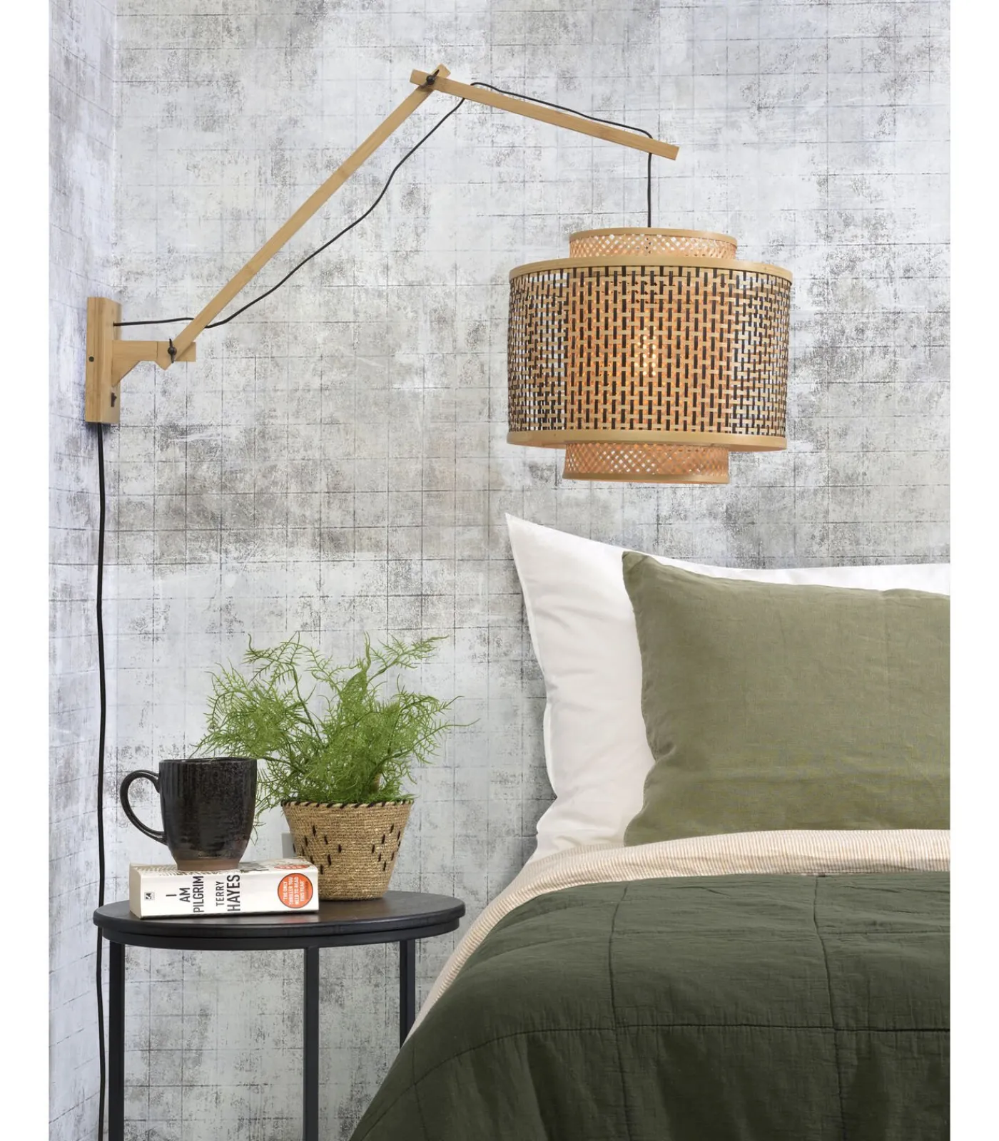 GOOD &MOJO Wandlamp Bhutan - Bamboe/Zwart - 90x40x55cm