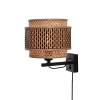 Sale Wandlamp Bhutan - Bamboe/Zwart - Ø25cm Muurverlichting