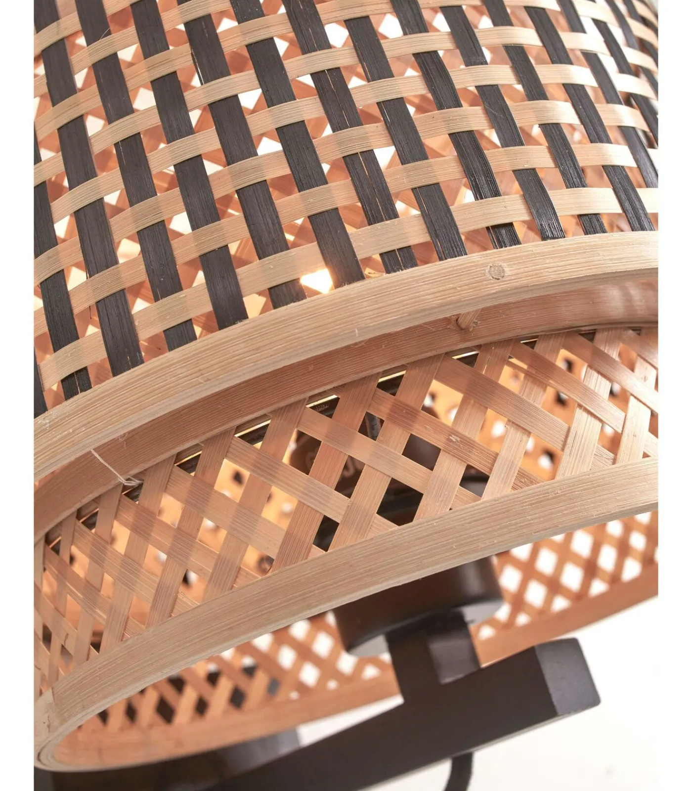 Sale Wandlamp Bhutan - Bamboe/Zwart - Ø25cm Muurverlichting