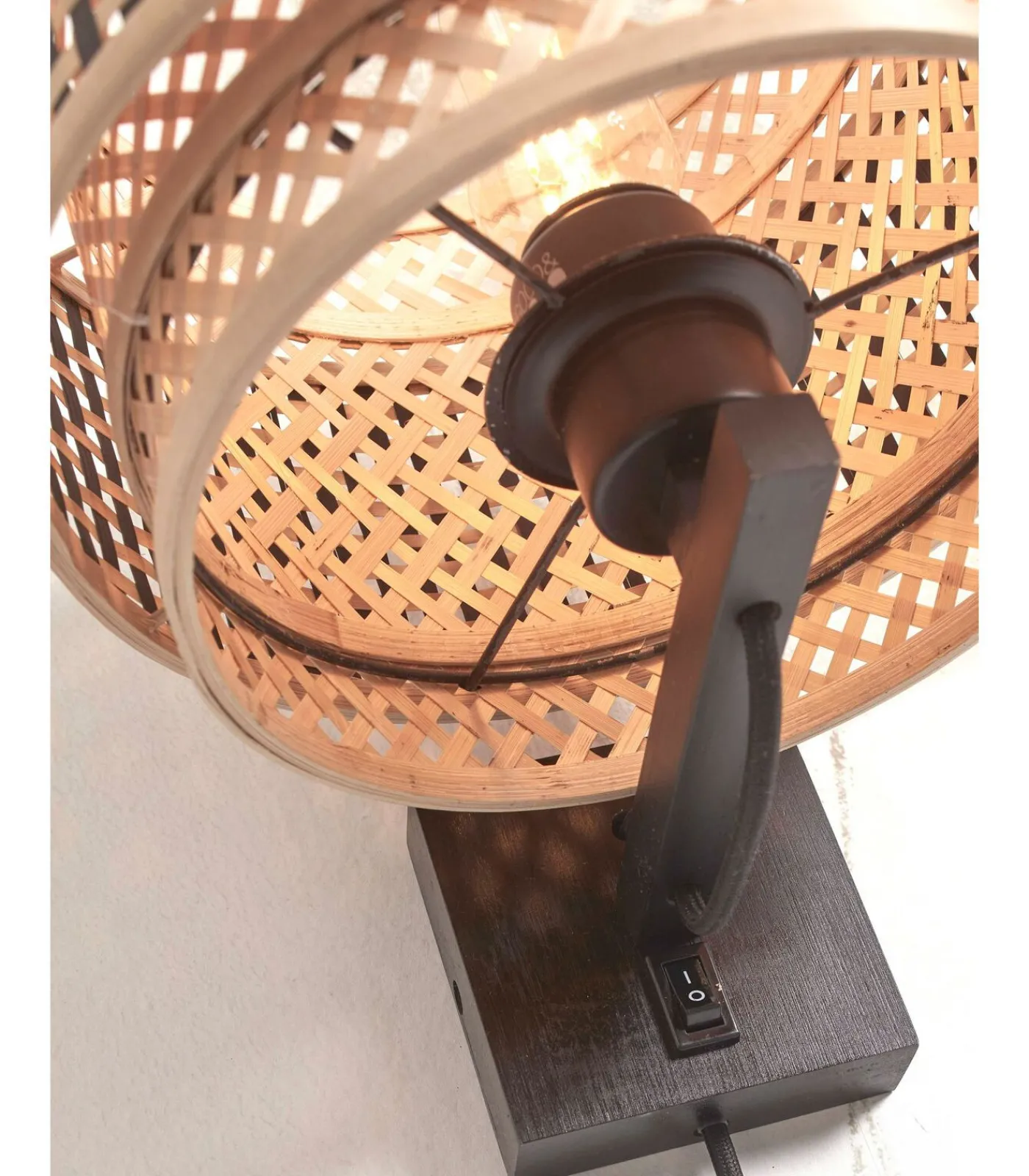 Sale Wandlamp Bhutan - Bamboe/Zwart - Ø25cm Muurverlichting