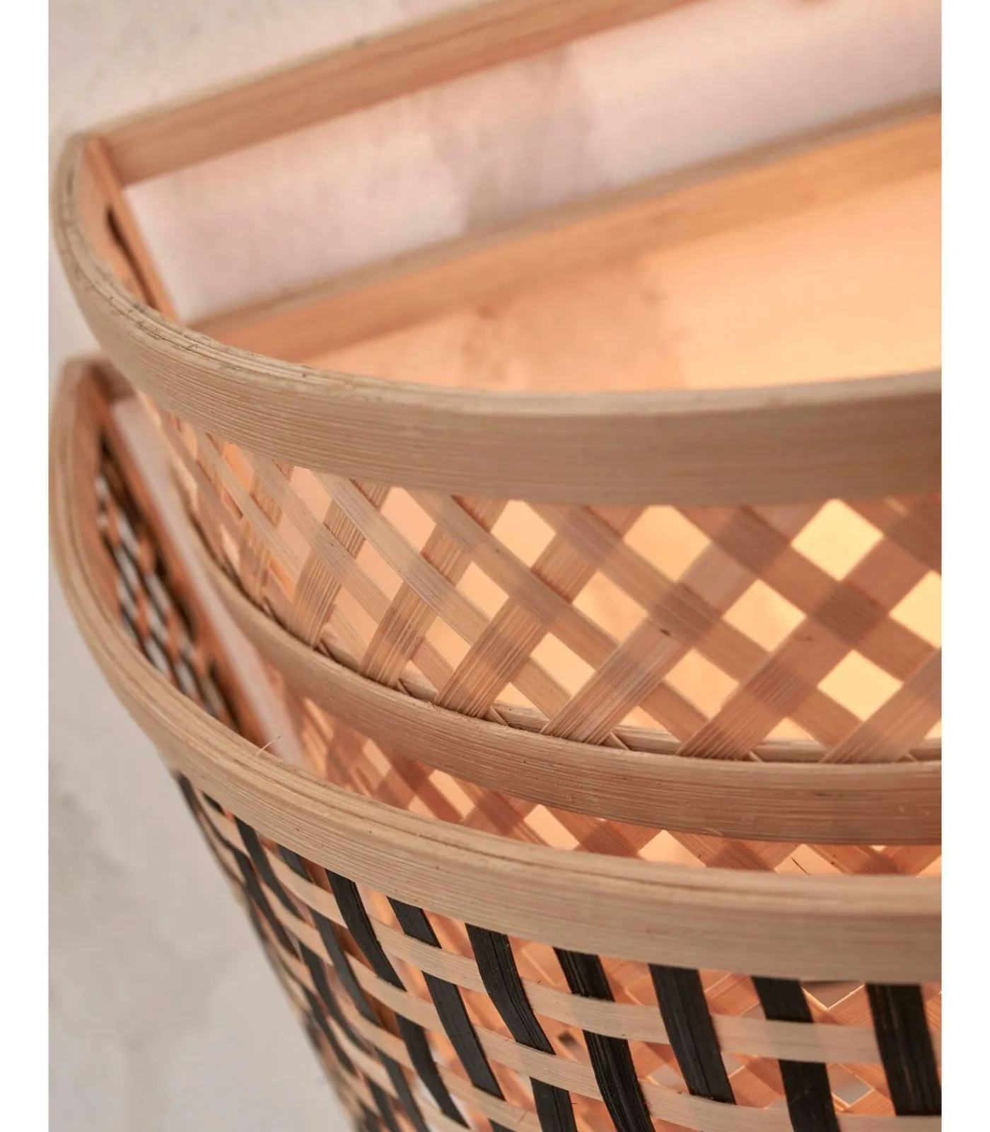 GOOD &MOJO Wandlamp Bhutan - Bamboe/Zwart - 24x12x21cm