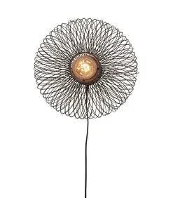 Outlet Wandlamp Cango - Bamboe Zwart - Ø40cm Muurverlichting