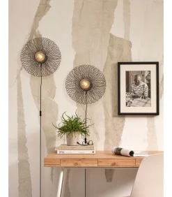 Outlet Wandlamp Cango - Bamboe Zwart - Ø40cm Muurverlichting