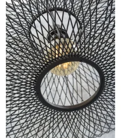 Outlet Wandlamp Cango - Bamboe/Zwart - 105x60x60cm Muurverlichting