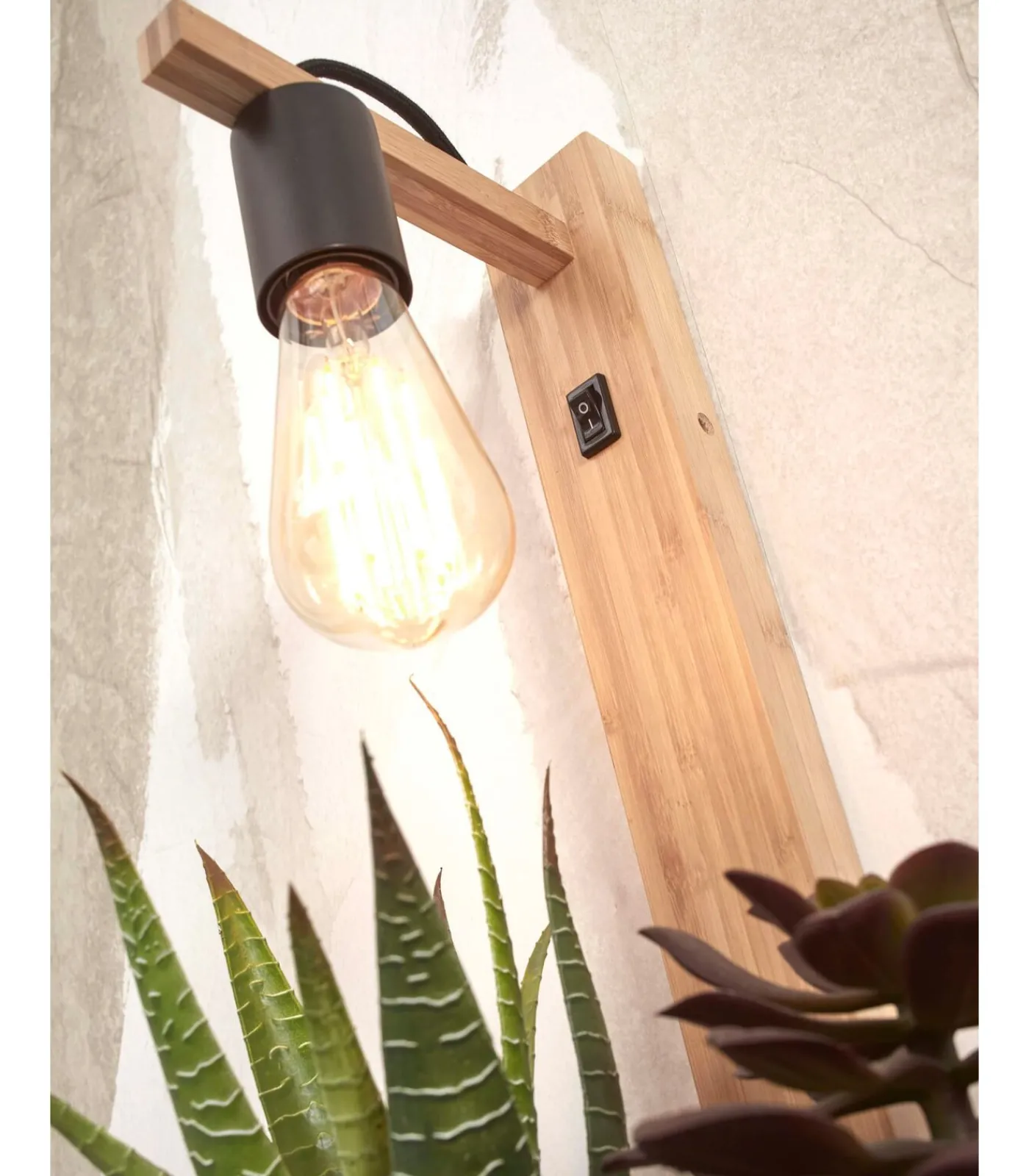 New Wandlamp Flores - Bamboe - 30x18x52cm Muurverlichting