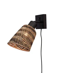 GOOD &MOJO Wandlamp Java - Bamboe Zwart/Naturel - Ø15cm