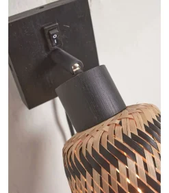 GOOD &MOJO Wandlamp Java - Bamboe Zwart/Naturel - Ø15cm