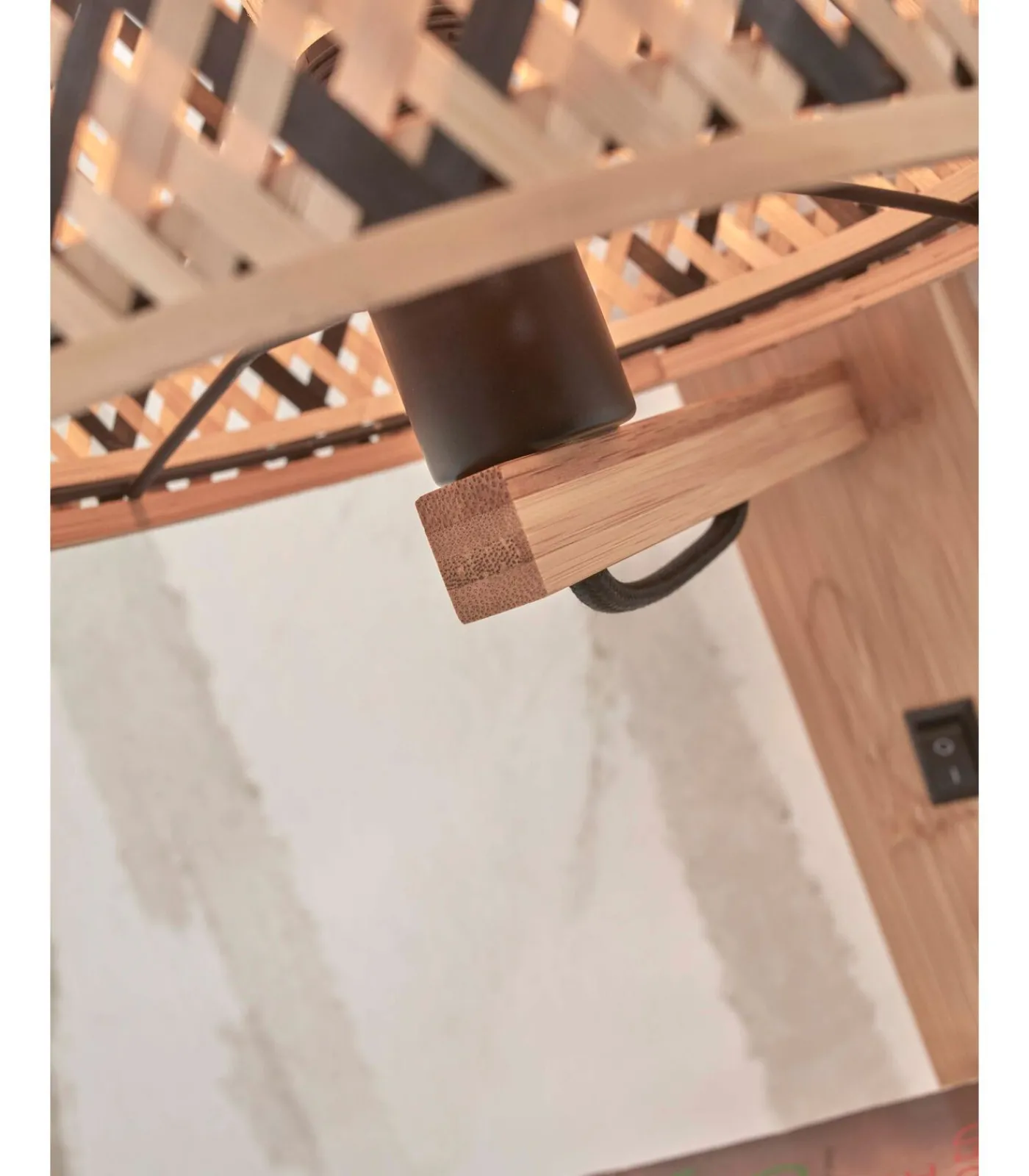 Hot Wandlamp Java - Bamboe/Zwart - 30x22x52cm Muurverlichting