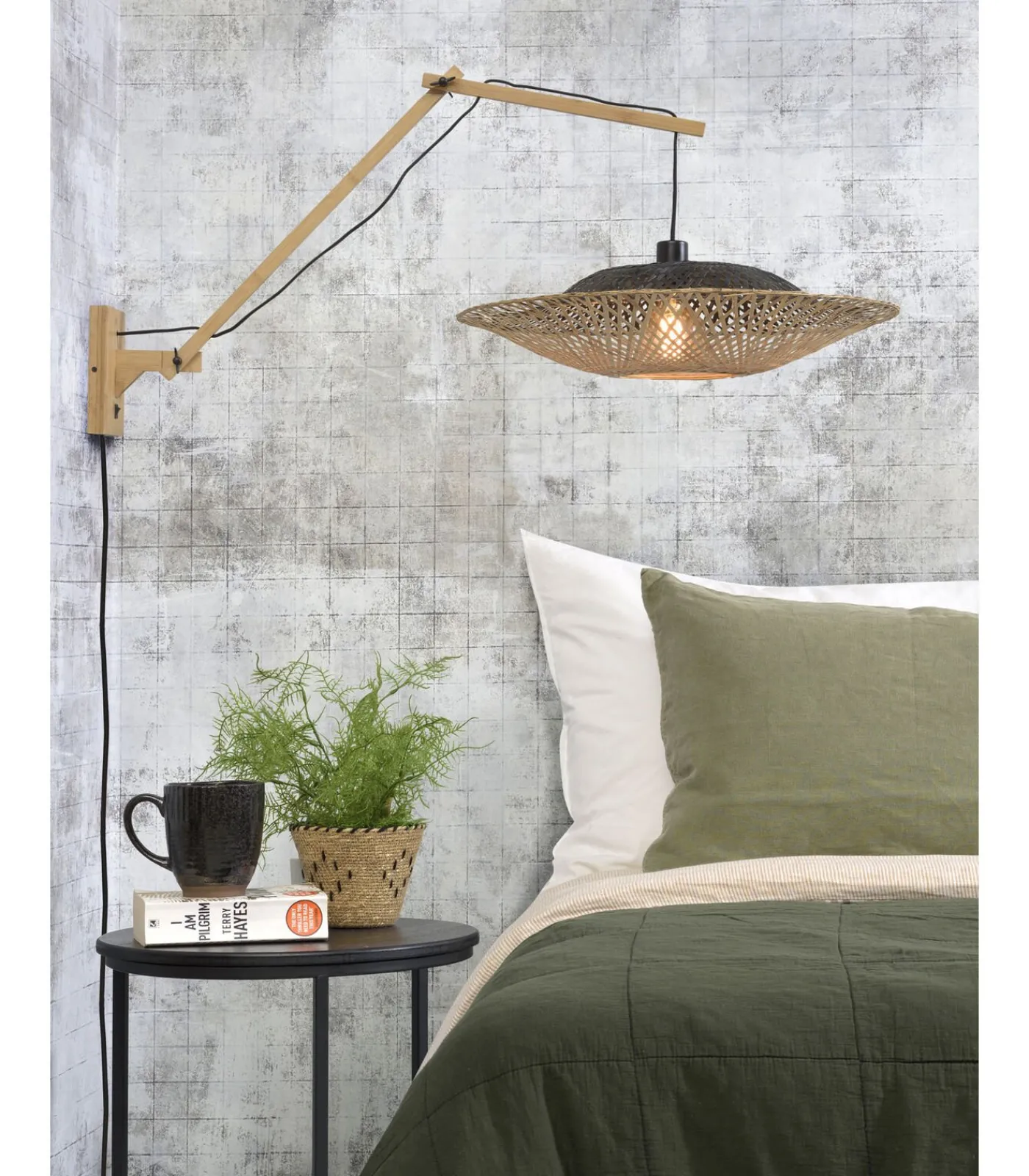 Best Wandlamp Kalimantan - Bamboe/Zwart - 105x60x55cm Muurverlichting