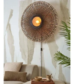 GOOD &MOJO Wandlamp Kalimantan - Bamboe/Zwart - Ø87cm