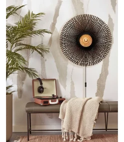 GOOD &MOJO Wandlamp Kalimantan - Bamboe/Zwart - Ø87cm