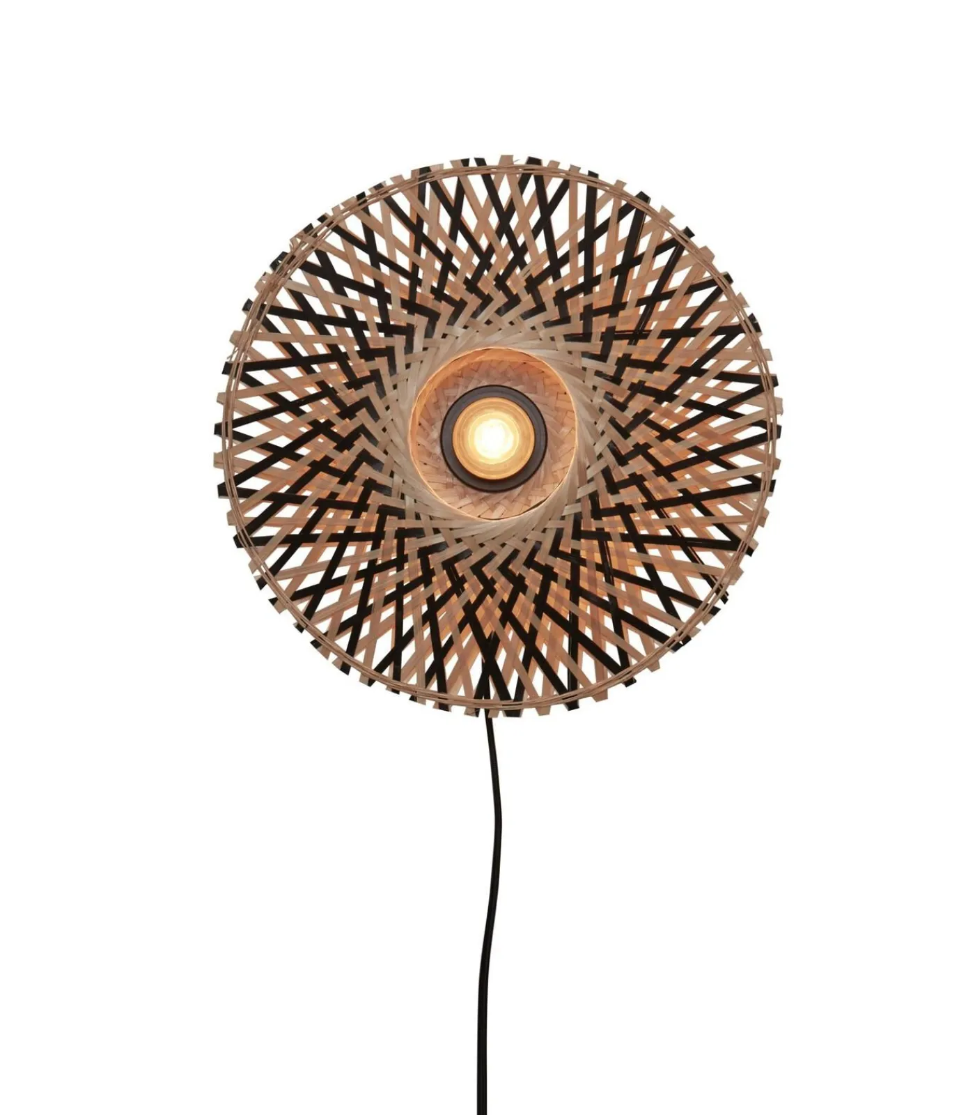 Hot Wandlamp Kalimantan - Bamboe/Zwart - Ø30cm Muurverlichting