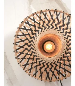 Hot Wandlamp Kalimantan - Bamboe/Zwart - Ø30cm Muurverlichting
