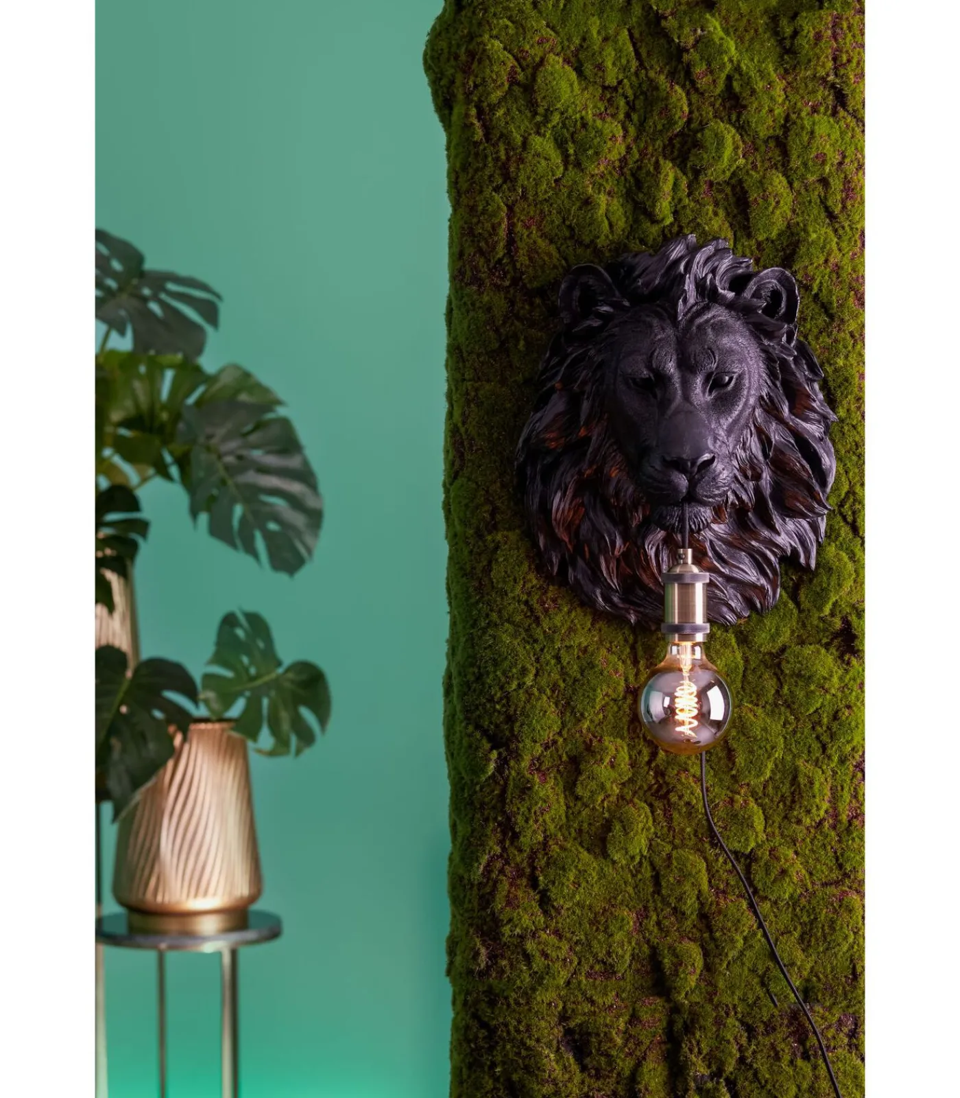 Light & Living Wandlamp Lion - Zwart - 33.5x19x40.5cm